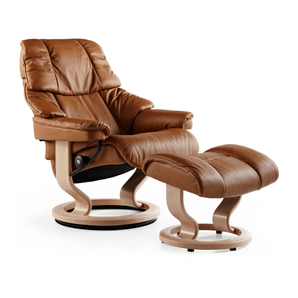 Stressless Reno Recliner & Ottoman by Stressless Classic Large