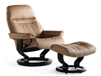 Stressless Sunrise Recliner & Ottoman by Stressless Classic Large