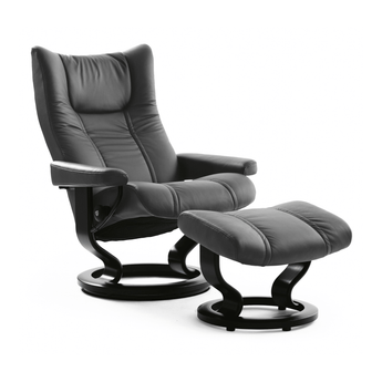 Stressless Wing Recliner & Ottoman by Stressless Classic Large
