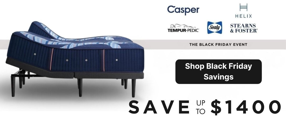 Casper mattress with Black Friday savings text and brand logos on a white background